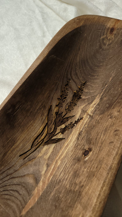 (Lavender) Engraved Wooden Dough Bowl